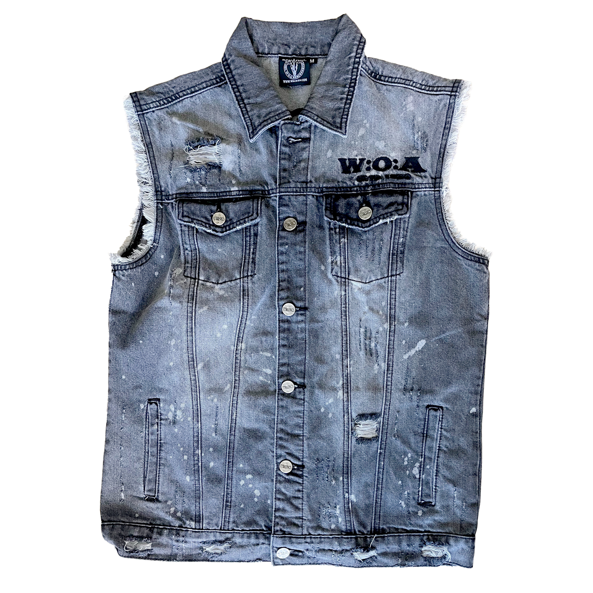 ＜timemachine＞CRASH DENIM VEST Chrome Hearts Silver Button Garage Washed Denim Vest - SRM