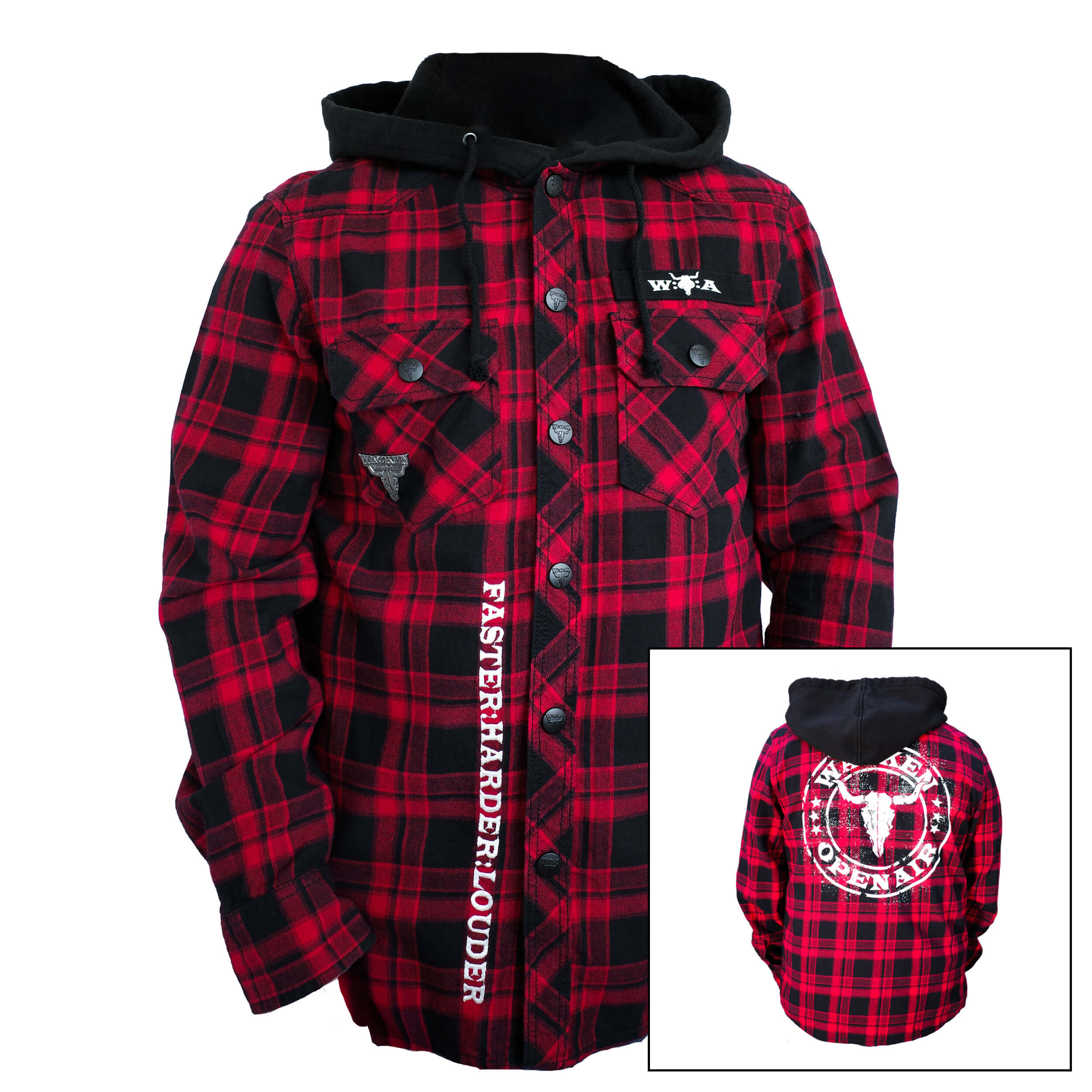 W:O:A - Checkshirt Hood red | Metalmerch.com
